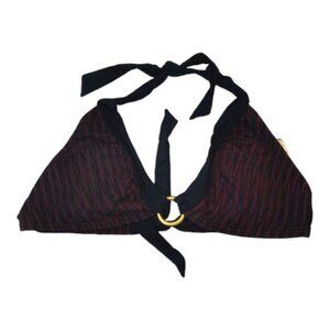 Swim Systems Collection Black Maroon Bikini Top Swimsuit Size Small NWT #4102